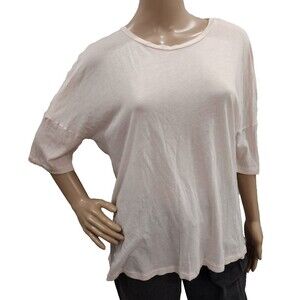 American Apparel Women's Medium Light Baby Pink Semi Sheer Drop Shoulder Top